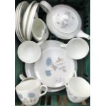 A Wedgwood Ice Rose part tea set, comprising six cups, six saucers, six side plates, teapot, milk