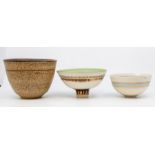 Studio pottery. Three studio pottery bowls by different makers.