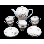 A circa 1950/60's six piece Shelley tea service, with teapot in the Wild Flowers pattern CR; no