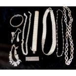 Quantity of new and used  Silver jewellery. Charm bracelet, necklaces, Choker, pendant, bangle,