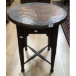 Arts & Crafts style copper topped pub table, circa 1900