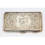 A late Victorian sterling silver calling card case, Birmingham 1898, makers mark, TN engraved with