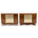 Four walnut cased Elliot desk or  mantel clocks, second to third quarter 20th Century, two of square