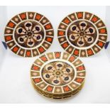 Nine Royal Crown Derby 1128 Imari dinner plates CR all second quality, no chips or cracks, just
