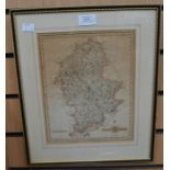 19th Century coloured map of Staffordshire along with an etching