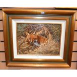 Two modern oils on board of foxes in frames, Toni Nederhoff and another