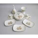 A Collection of Wedgwood  ‘Gold Tonquin’  pieces decorated with 22carat gold.  A ‘Murray Bowl and