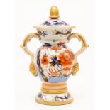 A Mason's Ironstone pot pourri vase and cover, circa 1820, of baluster form with twin scroll and