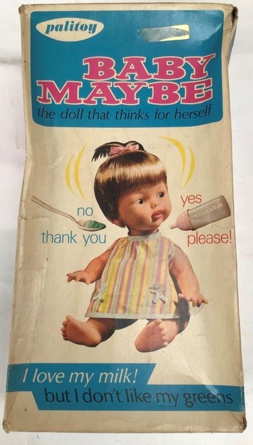 Palitoy: A boxed 1960’s vinyl, Baby Maybe, complete with feeding spoon and bottle. She takes her - Image 2 of 5