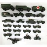 Dinky: A collection of assorted unboxed, military vehicles including Char A.M.X. French Tank, ref