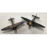 Dinky No. 719 Spitfire MkII with battery operated propeller and no.721 Junkers JU 87 B with cap