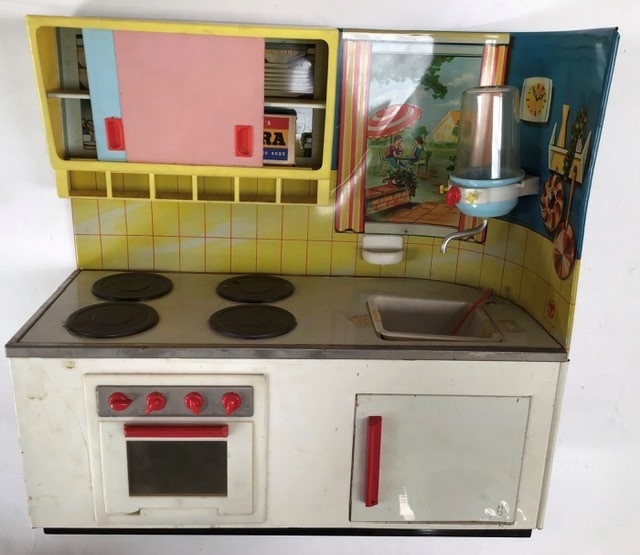 Tinplate: A pair of Martin Fuchs Tinplate Kitchens. 1960’s. One is complete with all six drawers, - Image 3 of 4