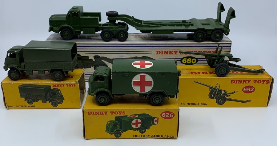 Dinky: A boxed Dinky Supertoys, Tank Transporter, 660, complete with inner packing, vehicle slightly