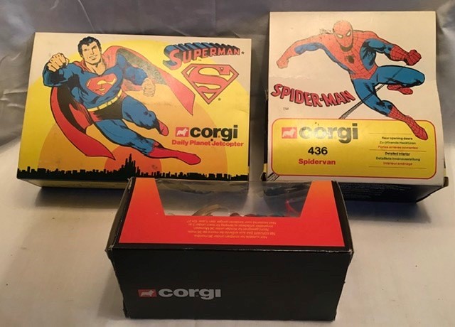 Corgi: A collection of three boxed Corgi Toys vehicles to comprise: Spidervan no.436, Spiderbike - Image 2 of 5