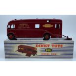 Dinky: A boxed Dinky Toys, Horse Box, 981, maroon body, British Railway decals, paint chips to