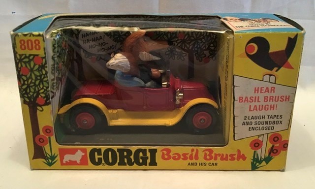 Corgi: A boxed Corgi Basil Brush and his Car, 808. Excellent condition in good original box.