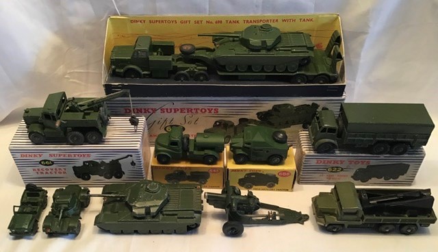 Dinky: A collection of assorted boxed and unboxed Dinky military vehicles to include: Tank