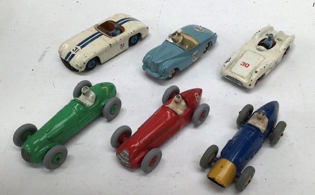 Dinky: A collection of assorted unboxed, playworn Dinky vehicles to include 23h Ferrari, 23f Alfa