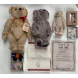 Steiff: A collection of seven assorted Steiff bears to comprise: 1909 Replica, 406256, yellow tag;