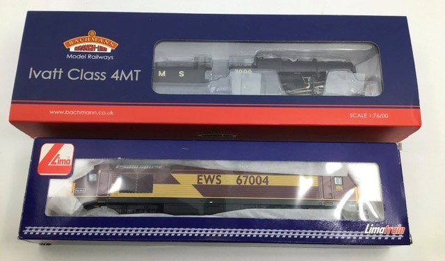 Bachmann: A boxed Bachamnn, OO gauge, 32-575A Ivatt class 4MT 2-6-0 3000 LMS Black, unused. together