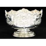 An Irish Victorian style sugar bowl in the shape of a punch bowl, scroll and rocaille border above