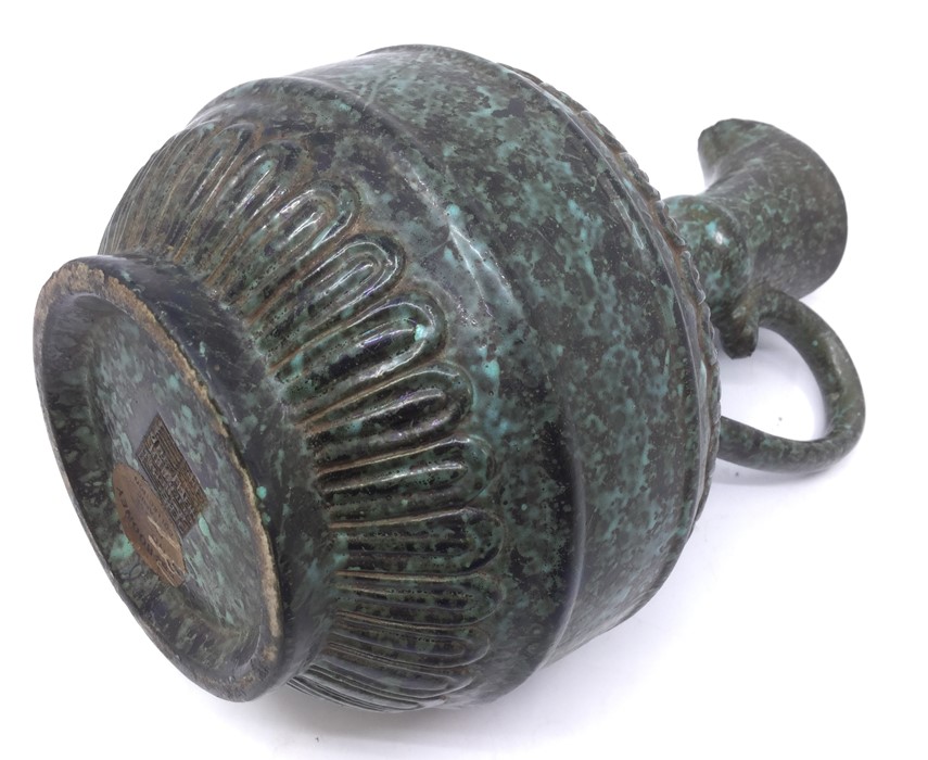 A Chinese Burnished bronze effect Porcelain Ewer bearing inscissed Qianlong mark with molded - Image 5 of 6