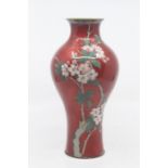 A Japanese cloisonne vase, Meiji/Taisho period, of inverted baluster form and worked in silver