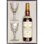 Macallan 1974 single malt Scotch whisky, Jacobite glass set, 43% abv, bottled in Scotland 1992, some