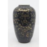 A Chinese black ground vase, Kangxi six-character mark but probably 19th Century, of ovoid form