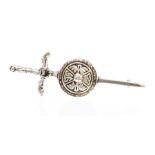 Robert Allison- A Scottish silver sword & shield brooch, length approx. 70mm, pin and C clasp,