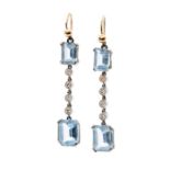 **AUCTIONEER TO ANNOUNCE THE STONES ARE BLUE SPINEL NOT AQUAMARINE** A pair of aquamarine and