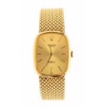 Rolex - an 18ct gold ladies Rolex Cellini wristwatch, the rectangular cushion shaped gold tone