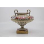 A late Derby Duesbury period hand painted potpourri vase, circa 1810, of compressed ovoid form