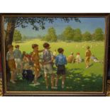 J G Chesterman (20th Century) The Cricket Match  oil on canvas, 57 x 74cm signed and dated 1937