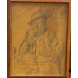 Charles Spencelayh R.B.S.A.,R.M.S (1865-1958) Eat Less Bread  pencil sketch, 22 x 16cm signed,