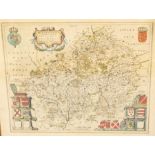 Drayton, Michael. Allegorical map of Warwickshire, hand-coloured copper engraving on laid/chain-