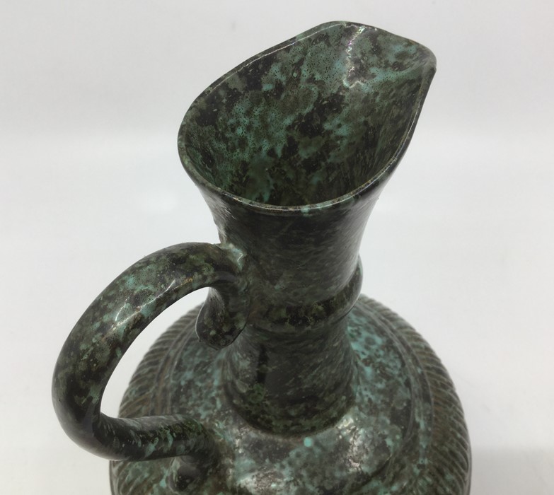 A Chinese Burnished bronze effect Porcelain Ewer bearing inscissed Qianlong mark with molded - Image 6 of 6