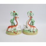 A pair of William Kent  Giraffes before Palm Trees Date: circa 1900 Size: 10cm diameter, 14cm high