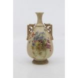 A Royal Worcester blush ivory vase, dated 1901, of ovoid twin-handled form, printed and painted with