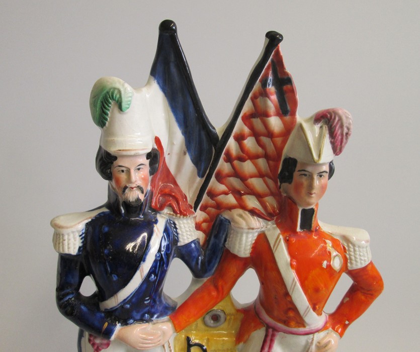A Staffordshire Crimean War Figure of Prince Albert and Napoleon Bonaparte 3rd Standing beside Flags - Image 3 of 4