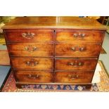 A George III Lancashire type oak mule chest, circa 1780, fitted with a hinged top opening to