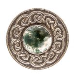 Robert Allison- a Scottish silver and moss agate kilt/plaid brooches, circular form with a