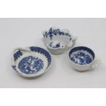 An assembled group of Worcester porcelain, circa 1770-85, including a condiment printed in blue with