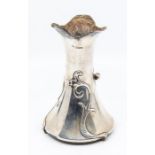 An Arts and Crafts silver vase of inverted trumpet form with applied decoration to side, by John