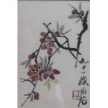 ***WITHDRAWN**** Qi Baishi (1864-1957) Flowering Blossum Branches Ink and watercolour on paper,