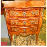 A 19th Century Continental kingwood and marquetry inlaid commode, possibly Dutch, of Bombe form,