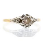 A diamond and 18ct gold solitaire ring, the brilliant cut diamond weighing approx. 0.40ct, eight