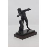 A Musee de Louvre bronze figure of a fighting warrior, after the antique, the nude male figure in