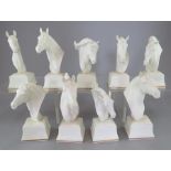 A group of nine Royal Worcester horse's head sculptures, all named. Comprising of: Chronos, Pyroeis,