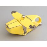 A 1930's Art Deco T Plane Sadler teapot, in the form of a monoplane, yellow and silver lustre